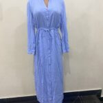 Iconic Light Blue Buttoned Long Gown with Belt (UK 14) Gallery Image