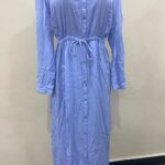 Iconic Light Blue Buttoned Long Gown with Belt (UK 14) Gallery Image