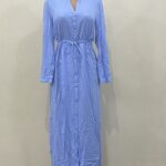 Iconic Light Blue Buttoned Long Gown with Belt (UK 14) Gallery Image